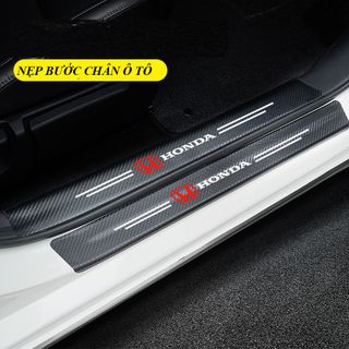 Combo 4 tấm nẹp carbon, miếng dán carbon chống trầy bước chân cửa ô tô, 4 miếng nẹp bước chân ô tô