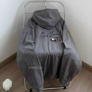 Áo hoodie thun nỉ logo thêu nổi form dưới 70kg