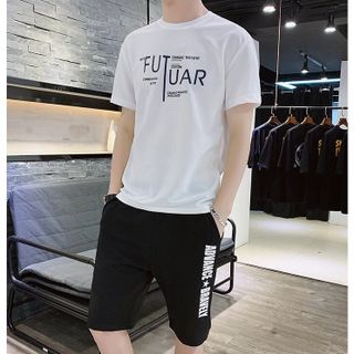 Áo thun nam 𝐅𝐑𝐄𝐄𝐒𝐇𝐈𝐏Bộ thun nam cổ tròn ngắn tay CHỮ NHẬT TRẮNG ĐEN TẶNG THÊM QUẦN thoáng mát, mềm mịn, co giãn tốt