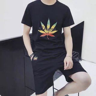 Áo thun nam 𝐅𝐑𝐄𝐄𝐒𝐇𝐈𝐏Bộ thun nam cổ tròn ngắn tay CHỮ NHẬT TRẮNG ĐEN TẶNG THÊM QUẦN thoáng mát, mềm mịn, co giãn tốt