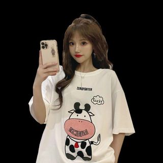 Áo thun nữ 𝐅𝐑𝐄𝐄𝐒𝐇𝐈𝐏Áo thun nam nữ bò sữa MOO tay lỡ form dáng rộng unisex thoáng mát thoáng mát Havichi