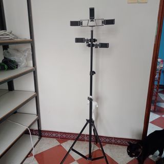 Bộ kẹp điện thoại 5 CÀNG xoay 360 độ gắn tripod, cây livestream 1m9 tăng giảm được chiều cao có kèm kẹp điện thoại tiện