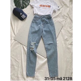 Bigsize(31-35)Freeship Quần Bò Jeans Nữ Ôm Body Lưng Cáo Size Lớn Ms 2128 - TCshopjean giá sỉ