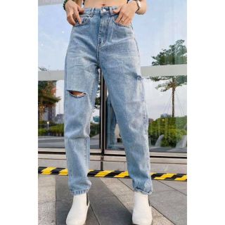 QUẦN BAGGY JEANS NỮ RÁCH CÁ TÍNH MS 3033 giá sỉ