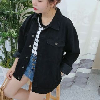 Áo khoác jean Đen form rộng nữ có size Lớn giá sỉ