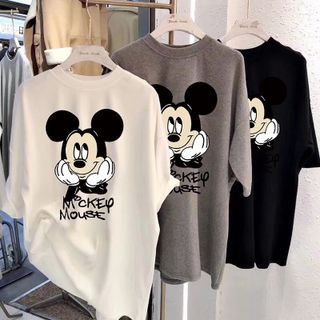 Áo thun nữ 𝐅𝐑𝐄𝐄𝐒𝐇𝐈𝐏Áo thun nữ form rộng freesize mickey trắng đen thoáng mát, mềm mịn, phong cách