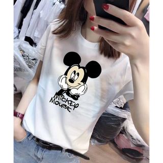 Áo thun nữ 𝐅𝐑𝐄𝐄𝐒𝐇𝐈𝐏Áo thun nữ form rộng freesize mickey trắng đen thoáng mát, mềm mịn, phong cách