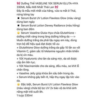 Sữa dưỡng thể Vaseline Healthy Bright Gluta HYA Serum Burst Lotion 10X Thái Lan
