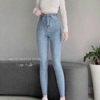 QUẦN JEANS ÔM BIGSIZE FREESHIP Quần Bò Nữ Body Siêu Giãn Lưng Cao Size Lớn