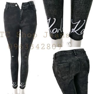 Quần Kaki Giả Jeans Thêu Lai và Rách Gối (ảnh thật) giá sỉ