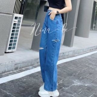 FREESHIPQuần JEANS NỮ SUÔNG BAGGY Suông Bigsize Rách Kiểu Ms 3186 giá sỉ