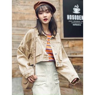 ÁO KHOÁC CROPTOP BIGSIZE KAKI NỮ TCSHOPJEAN LỬNG NGẮN TÚI BẦU 5 màu