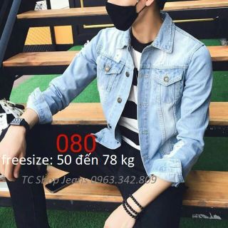 Áo Khoác Jeans Nam Rách bụi 080 giá sỉ