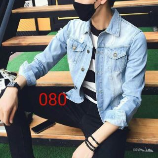 Áo Khoác Jeans Nam Rách bụi 080