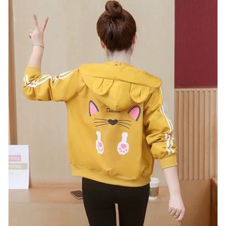 Áo khoác nữ 𝗙𝗥𝗘𝗘𝗦𝗛𝗜𝗣Áo khoác gió nữ hai lớp Tai mèo Hồng đáng yêu, dễ thương, thoáng mát.