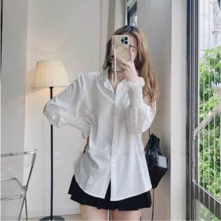 Áo sơ mi trắng nữ, sơ mi nư tay nhún công sở cao cấp kiểu bánh bèo hàn quốc không nhăn, thoáng mát AN HI.