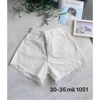BIGSIZE Quần Short Nữ Size Lớn Trắng rách Lưng Cao Ống rộng che khuyết điểm TCshopjean ms1051