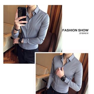 Áo sơ mi nam xám 𝐅𝐑𝐄𝐄𝐒𝐇𝐈𝐏thoáng mát, vải mèm mịn, khó nhăn, dễ ủi