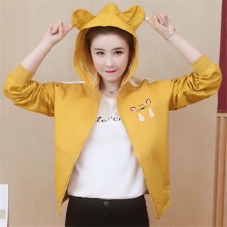 Áo khoác nữ dù 2 lớp 𝗙𝗥𝗘𝗘𝗦𝗛𝗜𝗣hoodie nữ màu vàng có mũ nón bomber xanh form rộng chống nắng mùa đông tai thỏ, tai mèo giá sỉ