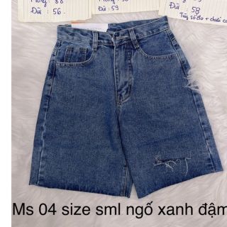 Sale Quần Short Ngố Quần Lửng Xanh đậm Rách nhẹ 1 Bên Ms 04 giá sỉ