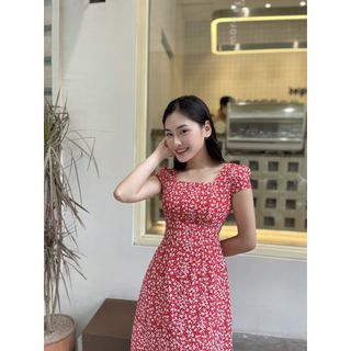 Đầm xòe hoa nhí đỏ 202207
