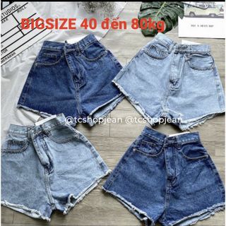 Bigsize Quần Short Jeans Bò Nữ Ngắn TCshopjean trơn Lưng Cao Xanh Size Lớn Ms 1000 giá sỉ