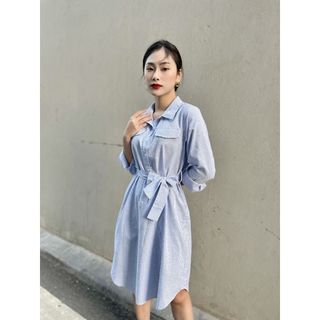 Đầm sơ mi kẻ xanh SHE 202203
