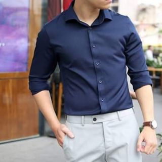 Áo sơ mi nam xanh 𝐅𝐑𝐄𝐄𝐒𝐇𝐈𝐏dương coban thoáng mát, mềm mịn, khó nhăn