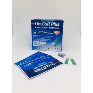 Hộp 25 Que Thử Đường Huyết Tiểu Đường On Call EZ II , Niêm Phong Riêng Từng Que (Tặng 25 Kim Chích )