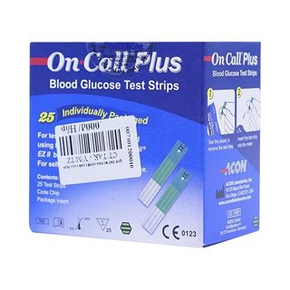 Hộp 25 Que Thử Đường Huyết Tiểu Đường On Call EZ II , Niêm Phong Riêng Từng Que (Tặng 25 Kim Chích )