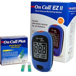 Hộp 25 Que Thử Đường Huyết Tiểu Đường On Call EZ II , Niêm Phong Riêng Từng Que (Tặng 25 Kim Chích )