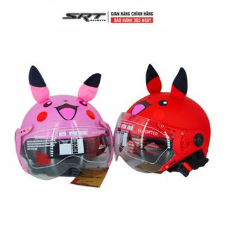 Mũ bảo hiểm trẻ em SRT - Hình pikachu có tai màu đỏ