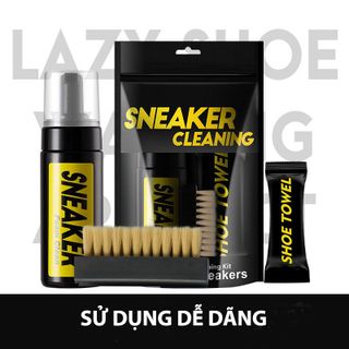 Bộ vệ sinh giày 3 món Sneaker Cleaning có 1 chai xịt, 1 bàn chải, 1 khăn mềm