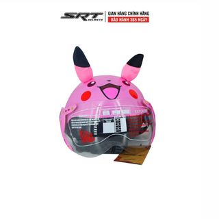 Mũ bảo hiểm trẻ em SRT - Hình pikachu có tai màu đỏ