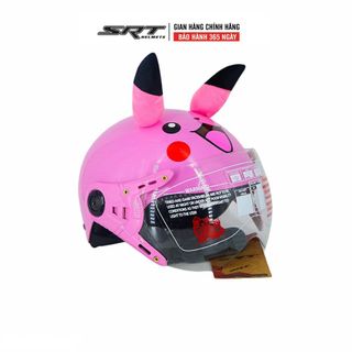 Mũ bảo hiểm trẻ em SRT - Hình pikachu có tai màu đỏ
