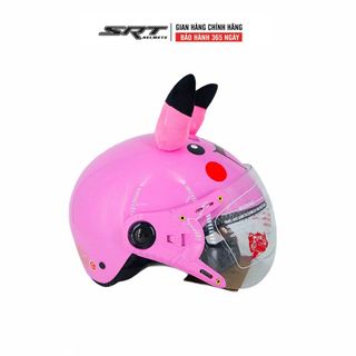 Mũ bảo hiểm trẻ em SRT - Hình pikachu có tai màu đỏ