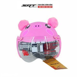 Mũ bảo hiểm trẻ em SRT - Heo hồng có tai và kính