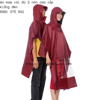 Áo Mưa 2 Nón, 2 Người Mặc Có Kiếng Đèn Siêu Tiện Lợi (Giao Màu Ngẫu Nhiên)