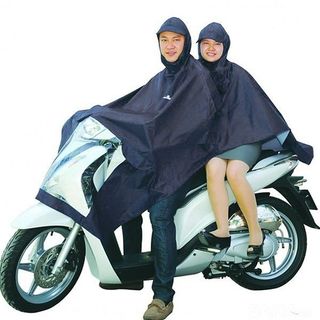 Áo Mưa 2 Nón, 2 Người Mặc Có Kiếng Đèn Siêu Tiện Lợi (Giao Màu Ngẫu Nhiên)