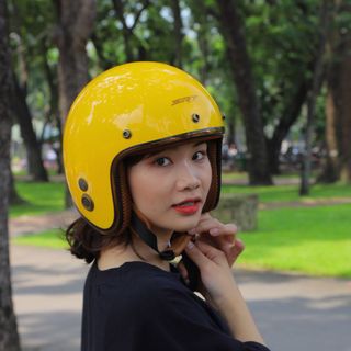 Mũ bảo hiểm 3/4 Ruby SRT viền đồng, lót nâu cao cấp BH 12 tháng - tặng lưỡi trai