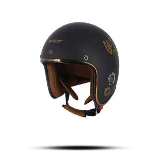 Mũ bảo hiểm 3/4 SRT tem xe cafe racer - viền đồng - thông gió cao cấp
