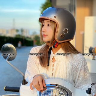 Mũ bảo hiểm 3/4 SRT viền chỉ thông gió - Tặng kèm lưỡi trai
