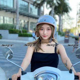 Mũ bảo hiểm 3/4 SRT viền chỉ thông gió - Tặng kèm lưỡi trai