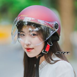 Mũ bảo hiểm nửa đầu SRT - 1/2 KÍNH VIỀN ĐỒNG - chống tia UV cao cấp