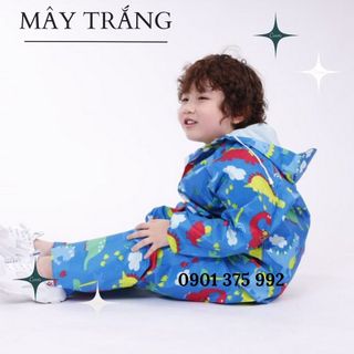 Áo Mưa Bộ Kèm Quần Vải Dù Cho Bé Trai Và Bé Gái Từ 3-10 Tuổi (15-45Kg) - Hình Dễ Thương (Được Chọn Màu)