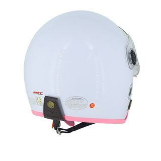 Mũ bảo hiểm 3/4 kính liền SRT màu trắng lót hồng viềng hồng