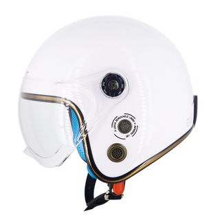 [Mã BMBAU50 giảm 7% đơn 99K] Mũ bảo hiểm 3/4 kính liền SRT màu trắng lót xanh viềng xanh dương