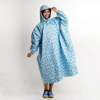 Áo Mưa Bit hoa văn vải dù cao cấp - Nền xanh - Họa tiết ngẫu nhiên