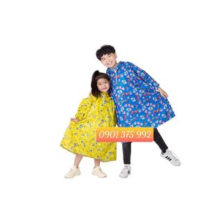 Áo Mưa Mây Trắng - Không Xẻ Tà Vải Dù Dễ Thương Dành Cho Trẻ Em Bé Trai Và Bé Gái Từ 3-10 Tuổi (15-45Kg)
