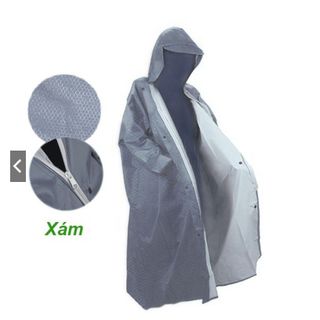 Áo Mưa Dây Kéo Vải Dù Da Cá Kiểu Măng Tô Chắc Chắn - Màu Xanh Dương Mây Trắng